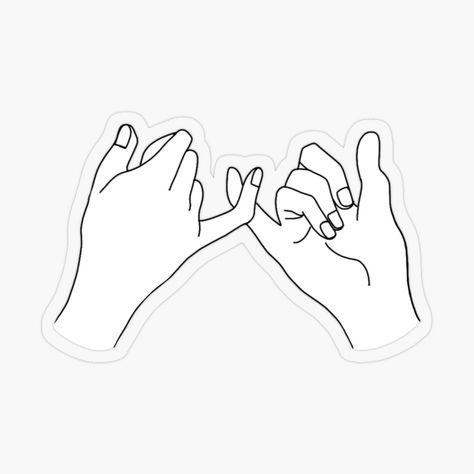 Promise Pinky Finger Line Art by Dollfacedesign | Redbubble Pinky Promise Drawing, Pinky Promise Line Art, Finger Promise, Line Art Stickers, Pencil Drawing Inspiration, Besties Pictures, How To Draw Fingers, Promise Tattoo, Twin Tattoos