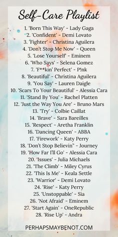 Selfcare Playlist, Self Care Playlist, Fighter Christina Aguilera, Empowering Songs, Positive Songs, Summer Songs Playlist, Image Positive, Upbeat Songs, Song Suggestions