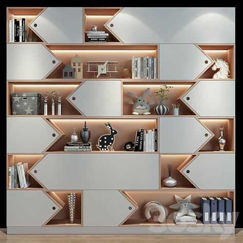 Furniture for children 0556 - Wardrobe - 3D Models Female Office Ideas, Wooden Showcase, Bookshelf Designs, Display Shelf Design, Modern Wardrobe Design, Wardrobe Design Ideas, Showcase Designs, Store Shelves Design, Drawing Room Decor