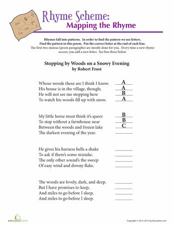 Worksheets: Robert Frost Rhyme Scheme 5th Grade Poetry, Sound Devices In Poetry, Poetry Tips, Homeschool Literature, Focus Walls, Writing Rubrics, Poetry Club, Poetry Lesson, Rhyming Couplet