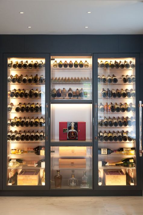 Wine Cellar Inspiration, Wine Cellar Wall, Wine Room Design, Home Wine Bar, Bar In Casa, Glass Wine Cellar, Wine Closet, Home Bar Rooms, Modern Home Bar