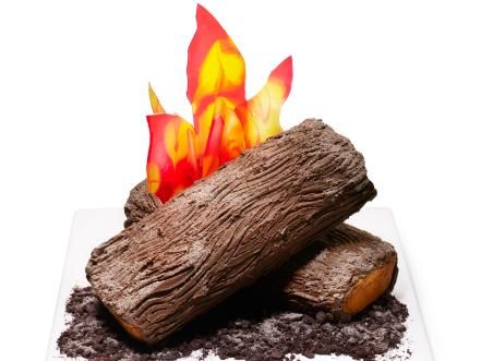 See photos about How to Make a Campfire Cake from Food Network Campfire Cake, Chocolate Wafer Cookies, Decoration Patisserie, Log Cake, Store Bought Cake, Wafer Cookies, Food Network Magazine, Chocolate Wafers, Cookie Crumbs