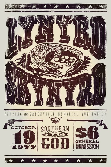 Gig Poster, Tumblr, Lynyrd Skynyrd Poster, Lynyrd Skynyrd Band, 70s Art, By The Grace Of God, Vintage Concert Posters, Music Concert Posters, The Grace Of God