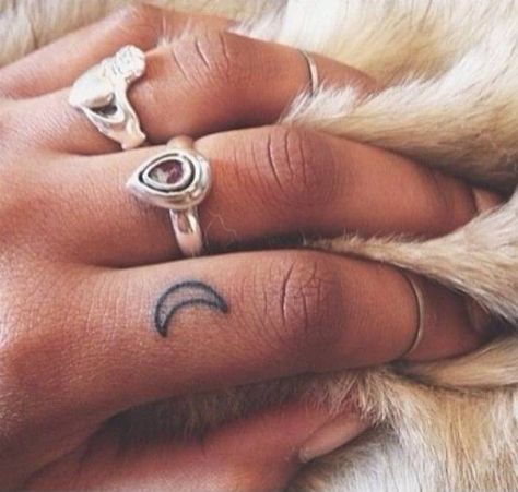 Half Moon Tattoo, Pagan Tattoo, Thumb Tattoos, Science Tattoos, Matching Friend Tattoos, Hippie Tattoo, Finger Tattoo For Women, Moon Tattoos, Knuckle Tattoos