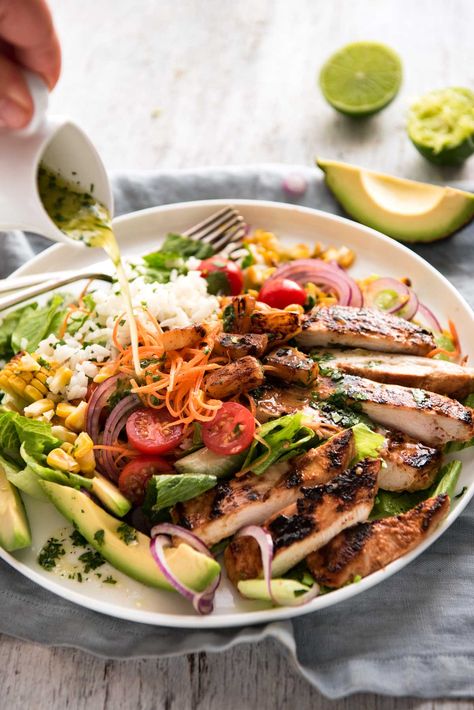 A salad with chicken marinated in pineapple juice, coconut milk & spices and a beautiful cilantro (coriander) lime dressing. The flavours of… Hawaiian Chicken Salad, Marinated Chicken Recipes, Salad With Chicken, Recipetin Eats, Recipe Tin, Hawaiian Chicken, Lime Dressing, Chicken Salad Recipes, Marinated Chicken