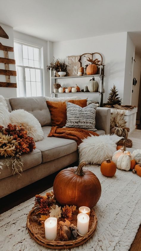 Transform your home with fall decor ideas for the cozy and DIY enthusiast Discover fireplace neutral moody Dollar Tree indoor subtle pink rustic black and white and craft inspirations to create a warm and inviting atmosphere Fireplace Home Decor, Black And Brown Fall Decor, Rustic Fall Fireplace Decor, Desert Fall Decor, Fall Decor Blue Couch, Beige Couch Fall Decor, Fall Throw Blanket On Couch, Fall Decor For Grey Living Room, Cute Fall Decor Living Room