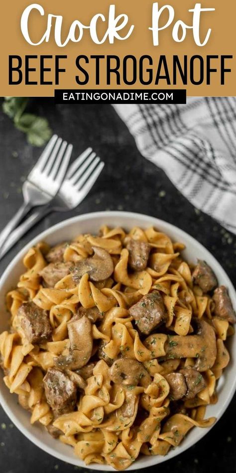 Stroganoff With Stew Meat, Beef Stroganoff With Stew Meat, Crock Pot Stew Meat Recipes, Crock Pot Stroganoff, Crock Pot Beef Stroganoff, Beef Stew Meat Recipes, Beef Stroganoff Crockpot, Crock Pot Beef, Beef Stroganoff Recipe