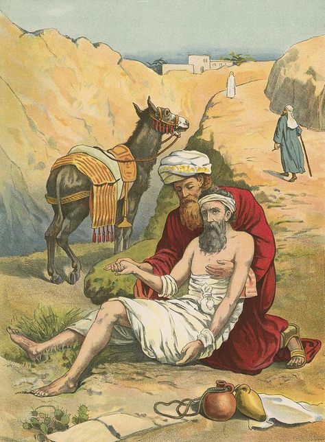 The Good Samaritan, Christian Greeting Cards, Parables Of Jesus, Bible Verses Kjv, Jesus Christ Painting, Pictures Of Christ, Bible Images, Bible Illustrations, Christian Images