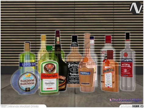 Sims 4 Cc Alcohol Bottles, Sims 4 Cc Liquor Bottles, Sims 4 Alcohol Cc, Ts4 Cc Finds, Future Motivation, Sims Decor, Sims Furniture, Mocktail Drinks, Sims 4 Cas Mods