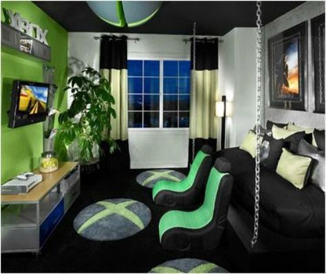 21 Truly Awesome Video Game Room Ideas - U me and the kids  I just love the rug....yo Video Game Bedroom, Game Room Ideas, Boys Game Room, Gaming Bedroom, Gamer Bedroom, Small Game Rooms, Game Room Kids, Teenager Bedroom Boy, Healthy Videos