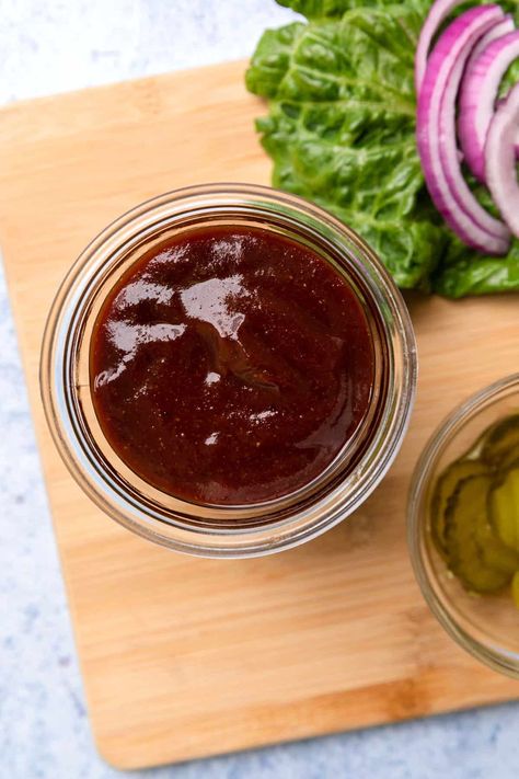 You'll love how easy it is to make your own homemade BBQ sauce with ketchup. This version has a tangy flavor with a touch of sweetness from the brown sugar. This barbecue sauce whips up in just 10 minutes and will be used over and over all summer long. Use it to make my Air Fryer BBQ Chicken thighs. Bbq Sauce With Ketchup, Air Fryer Bbq Chicken Thighs, Homemade Barbeque Sauce, Air Fryer Bbq Chicken, Bbq Sauce Homemade Easy, Homemade Bbq Sauce Recipe, Bbq Chicken Thighs, Bbq Marinade, Grilled Foods