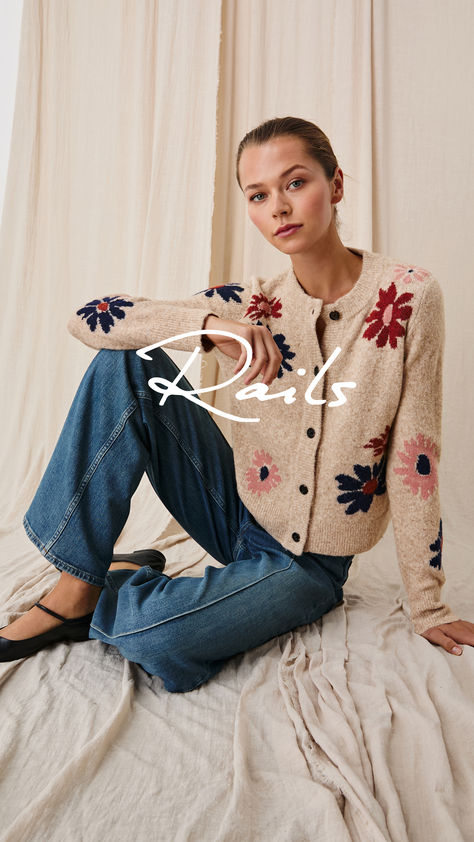 Discover our take on a wardrobe classic, and make a statement in Rails lightweight knits that transition the seasons with ease. Rails Clothing, Denim Sweater Jacket, Wardrobe Classic, Timeless Wardrobe Staples, Denim Sweater, Floral Cardigan, Denim Accessories, Black Wedding Dresses, Poplin Shirt