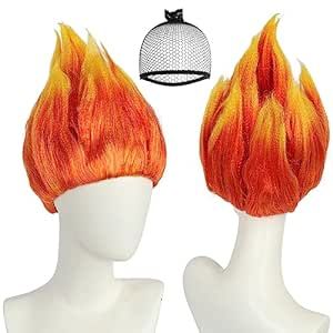 JoneTing Flame Fire Wig 【+Wig Cap】 Anger wig Red Ombre Wig for Men Women Cosplay Halloween Costume Red Wigs for Cosplay Party Flame Shape Wig for Halloween Party Fire Costume For Men, Fire Wig, Red Ombre Wig, Fire Costume, Nike Women Outfits, Flame Hair, Spooky Ideas, Ombre Wig, Men's Wigs