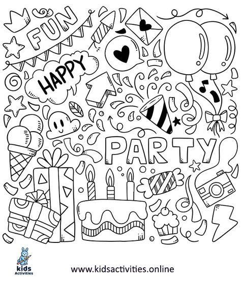 Drawing Simple Doodle Art - Kids Activities Happy Birthday Doodles, Banner Doodle, Happy Birthday Drawings, Travel Doodles, Birthday Doodle, Sketch Notes, Easy Doodle Art, Doodle Art Designs, Bullet Journal Doodles