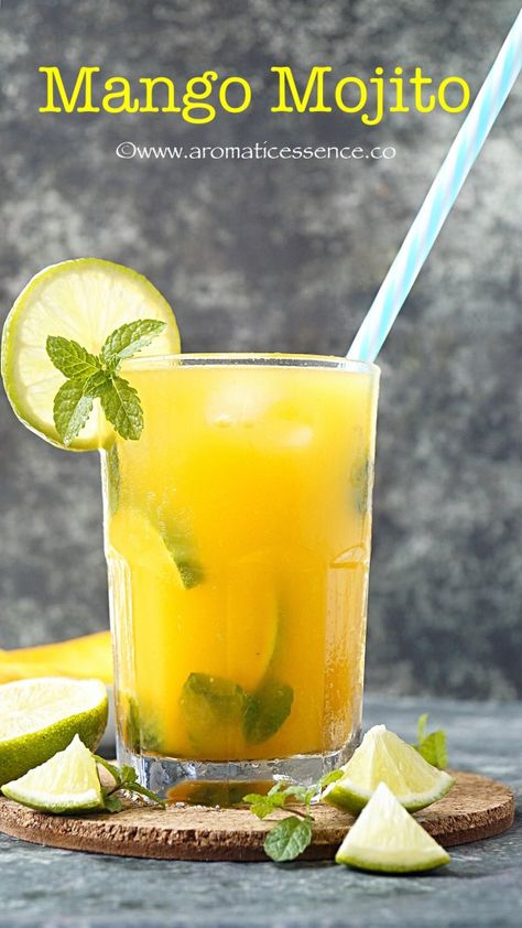 virgin mango mojito Resep Mojito, Mango Mojito Recipe, Mojito Recipes, Mojito Drink, Mango Rum, Mojito Recept, Mango Mojito, Mojito Recipe, Mango Recipes