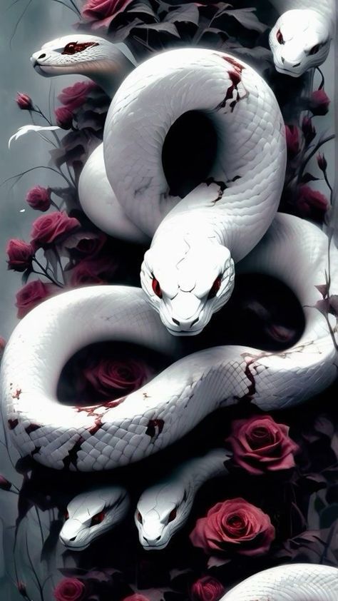 Tato Phoenix, Pretty Snakes, Snake Wallpaper, Really Cool Drawings, Snake Art, Witchy Wallpaper, White Snake, Dark Phone Wallpapers, Beautiful Dark Art