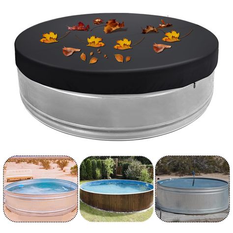 PRICES MAY VARY. Premium Quality: Made of durable 420D oxford fabric material with waterproof anti-UV coating, this round stock tank pool cover offers long-lasting protection against rain, sun, and wear and tear. Keep Your Water Tank Clean: Water-resistant and dustproof, this round stock water tank cover helps to maintain the heat of your water tank while preventing dust and debris from accumulating. Convenient Drawstring Design: Featuring a drawstring design, this water storage tank cover is ea Heated Stock Tank Pool, Stock Tank Pool Cover, Outdoor Cold Plunge, Round Stock Tank, Stock Tank Swimming Pool, Round Hot Tub, Hot Tub Patio, Cold Plunge, Hot Tub Cover