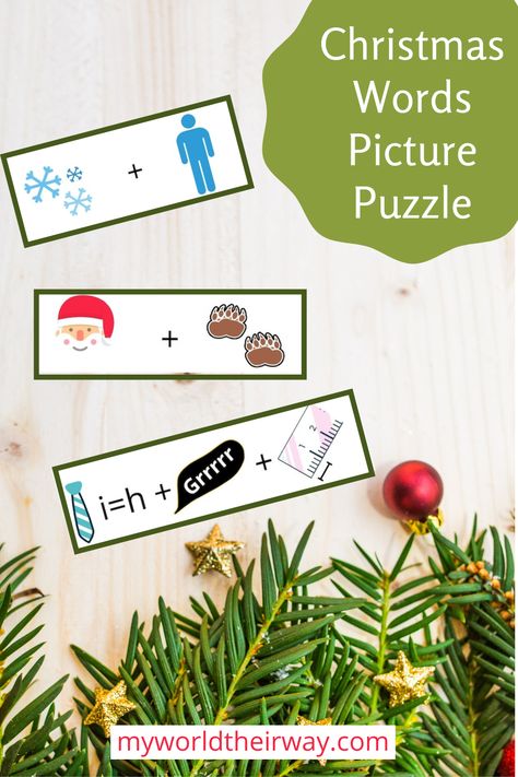 HOLIDAY PUZZLE, KIDS ACTIVITIES, INDOOR ACTIVITIES, BRAIN TEASER Brain Busters, Christmas Puzzles, Rebus Puzzles, Picture Puzzle, Christmas Puzzle, Picture Puzzles, Christmas Words, Screen Free, Word Pictures