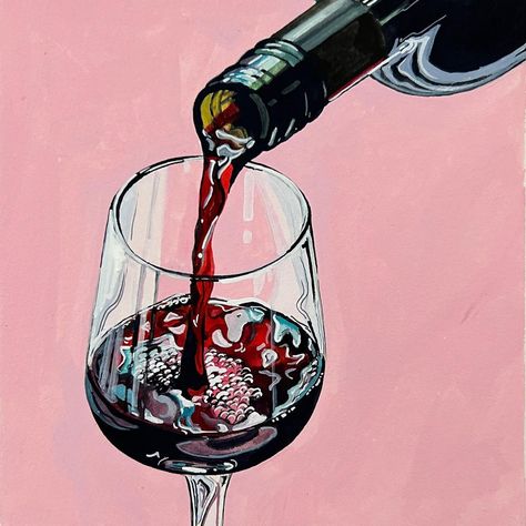 Red Wine Painting, Wine Painting Ideas, Wine Still Life, Alcohol Painting, Apartment Painting, Wine Images, Photo Envelope, Glass Of Red Wine, Iphone Wallpaper Lights