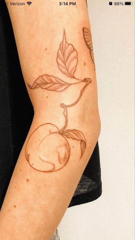 Earth Toned Tattoo, Tattoos With Brown Ink, Brown Outline Tattoo, Brown Linework Tattoo, Light Brown Tattoo Ink, Red Brown Tattoo, Brown Ink Fine Line Tattoo, Black And Brown Tattoo, Flesh Colored Tattoo