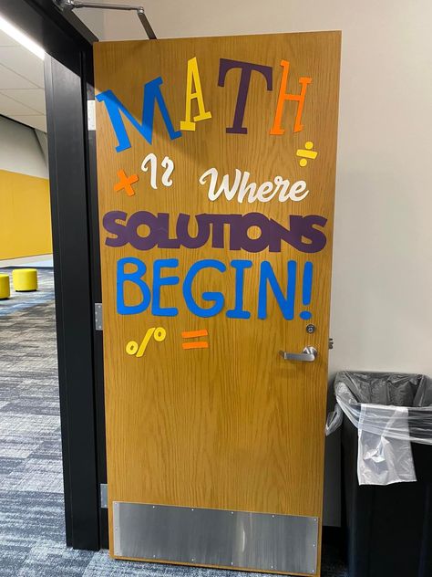 Math Night Decorations, Math Class Door Decorations, Math Door Decorations, Teaching Energy, Math Helper, Math Cartoons, Book Door, Classroom Decor Middle, Middle School Classroom Decor