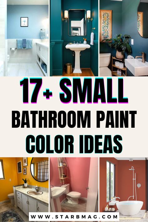 Get inspired by this collection of small bathroom paint color ideas that will give your bathroom a fresh new look. From crisp whites to moody hues, these small bathroom paint color ideas can help you find just the right shade to enhance your space. Different Color Bathroom Ideas, Pie, Bathroom Colors To Make It Look Bigger, High Gloss Paint Bathroom Walls, Bathroom Paint Colors With White Vanity, Behr Paint Bathroom Colors, Rustic Bathroom Colors Paint, Paint Color Bathroom Ideas, Spare Bathroom Paint Colors