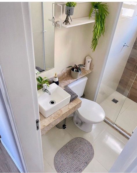 Small Toilet Design, Small Space Bathroom Design, Toilet And Bathroom Design, Bilik Air, Small Bathroom With Shower, Small Bathroom Layout, Small Bathroom Interior, Small Space Bathroom, Bathroom Decor Luxury