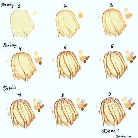 Hair tutorial ^^ A lot of ppl asked me to do one sooooo I hope it helped you . . . #sashaatutorial #art #illustration #drawing #draw… How To Draw Anime, Anime Tutorial, Draw Anime, Coloring Tutorial, Digital Painting Tutorials, Manga Artist, Anime Hair, Back View, Anime Drawings Tutorials