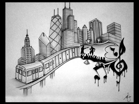 Want the Chicago skyline with the Keeper of the Plains within the skyline. Description from pinterest.com. I searched for this on bing.com/images Chicago City Tattoo, Chicago Skyline Tattoo Design, Town Tattoo Design, City Tattoo Design, Chicago Tattoo Ideas, Chicago Skyline Drawing, City Tattoo Ideas, Chicago Skyline Tattoo, Chicago Quotes