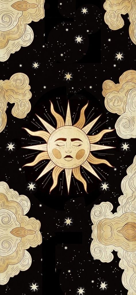 Moon And Sun Astethic Wallpaper, Sun Witch Wallpaper, Mystical Iphone Wallpaper, Black Illustration Wallpaper, Psychic Astethic, The Sun And The Moon Art, Witchy Astethic Wallpaper, Moon Tarot Wallpaper, Tarot Phone Wallpaper