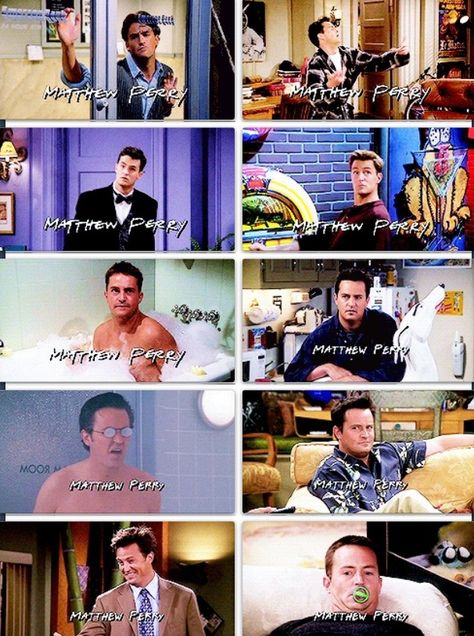 Friends - Chandler Bing Humour, Matthew Perry Friends, Favorite Friend, Song Images, Friends Scenes, Funny Friends, Friends Cast, Ross Geller, Joey Tribbiani