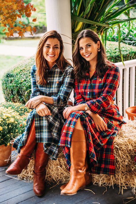 The most all-American, leaf falling, fire crackling, acorn popping, apple picking, pumpkin spicing, turkey roasting, eggnog nogging, coziest cabin, road trip tripping flannel of all. Prepare to hibernate. Our Cozy Cabin Flannel dresses are washed with a special process to preshrink them and make them buttery soft in order to ensure that this will be your favorite Fall dress for years to come. We've revised the fit this year to add a touch of length to the skirt and to make sure the dress fits ju Plaid Dresses For Fall Holiday, Flannel Dress Outfit, Flannel Dresses, Turkey Roasting, Trendy Christmas Outfits, Monogram Outfit, Flannel Dress, Skirts With Boots, Apple Picking