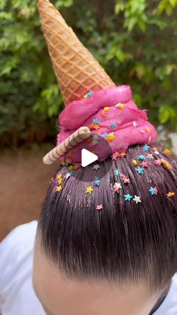 Crazy Hair Tutorial, Ice Cream Cone Hair, Ice Cream Crazy Hair Day, Crazy Hair Day Ice Cream Cone, Crazy Hair Day Ice Cream, Ice Cream Hairstyle, Cupcake Hair, Ice Cream Hair, Instagram Tutorial