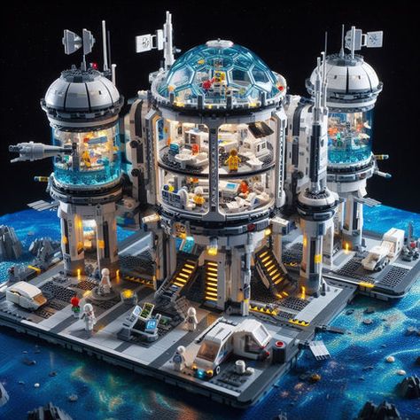 Lego Space Station, Minecraft Space, Lego City Space, Lego Space Sets, Mars Space, Holographic Displays, Big Lego, Lego Spaceship, Lego Mechs