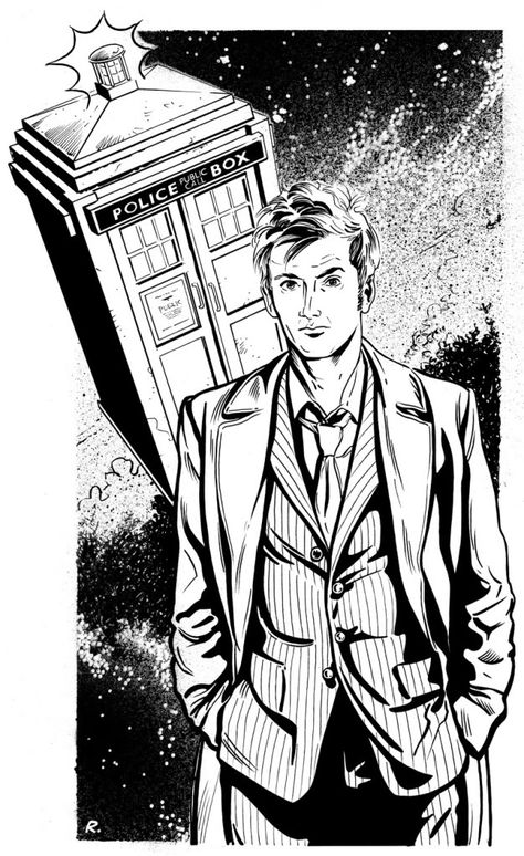 Tenth Doctor Coloring Page (Doctor Who) Doctor Who Craft, Doctor Who Crafts, Coloring Pages Ideas, Pages Ideas, Doctor Who 10, Doctor Who Fan Art, Doctor Who Art, Tenth Doctor, Wibbly Wobbly Timey Wimey Stuff