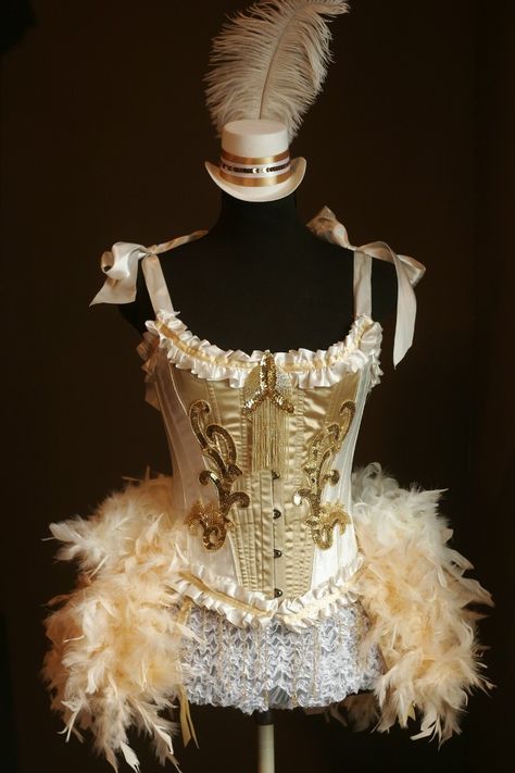 OLYMPIAN White Gold Burlesque Corset Costume Mardi Gras FEATURED in COSMOPOLITAN. $165.00, via Etsy. Saloon Dress, Saloon Girl Costumes, Beaded Fringe Dress, Burlesque Outfit, Gold Corset, Circus Dress, Showgirl Costume, Burlesque Corset, Vegas Showgirl