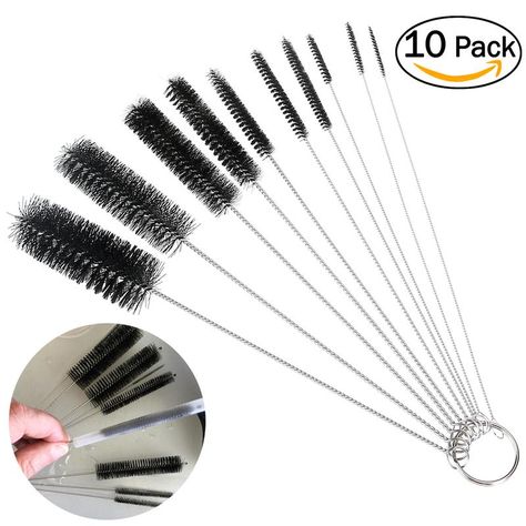 10pcs Nylon Tube Brushes Straw Set For Drinking Straws / Glasses / Keyboards / Jewelry Cleaning Brushes Clean Tools Clean Bottle, Straw Bottle, Bottle Cleaner, Cleaning Brushes, Kitchen Cleaning Supplies, Stainless Steel Cleaning, Glasses Drinking, Bottle Brush, Household Cleaners