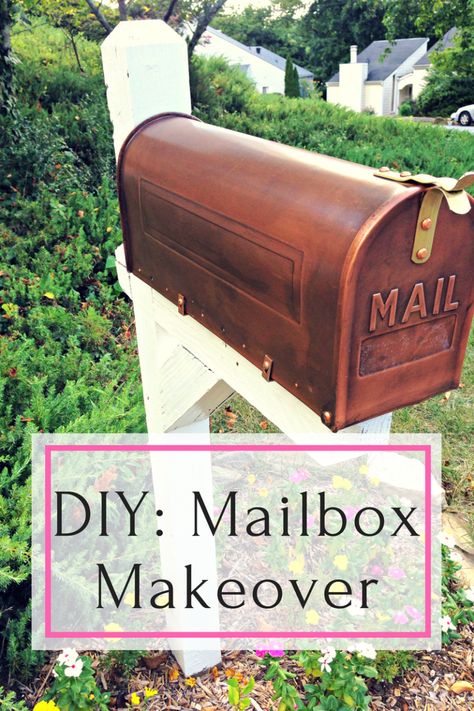 Mailbox Makeover Curb Appeal, Painted Mailbox, Copper Mailbox, Tiny Entryway, Mailbox Makeover, Mailbox Landscaping, Painted Mailboxes, Diy Mailbox, Mailbox Ideas