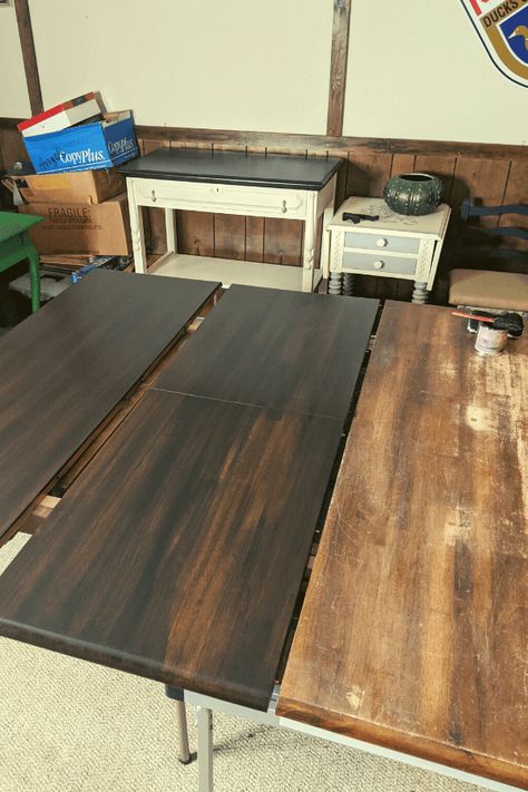 Black Stained Wood Dining Table, Black Stained Farmhouse Table, Dark Wood Farmhouse Table, Black Stained Wood Table, Black Stained Dining Table, Gel Stain Table, Painted Farmhouse Table, Chalk Paint Kitchen Table, Stain Table