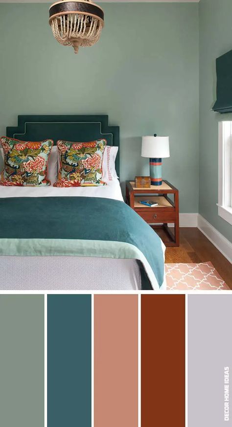 20 Calming Bedroom Color Schemes For a Restful Sleep | Decor Home Ideas Adult Bedroom Ideas Color Schemes, Guest Room Color Scheme, Bedroom Wall Colour Combination, Soothing Bedroom Colors, Bedroom Decor Ideas For Couples Romantic, Sparrow House, June Ideas, Calming Bedroom Colors, Bedroom Colours