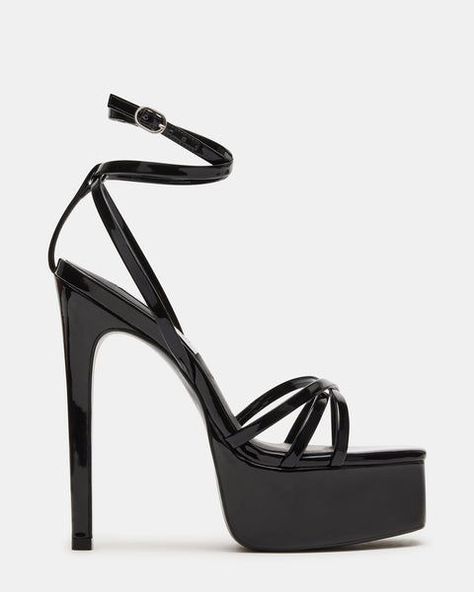 MARCITA BLACK PATENT Check more at https://beautyfashionideas.com/heels/marcita-black-patent/ Fashionable Heels, Marvel Shoes, Black Open Toe Heels, Heels Steve Madden, Shoes Heels Classy, Women's Shoes Accessories, Black Platform Heels, Steve Madden Heels, Chic Shoes