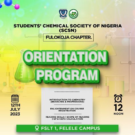 An event flyer for university students Orientation Flyer Design, Program Flyer Design, College Orientation, Freshman Orientation, Certificate Background, Design Graphics, Social Media Design Graphics, University Student, Reading Skills