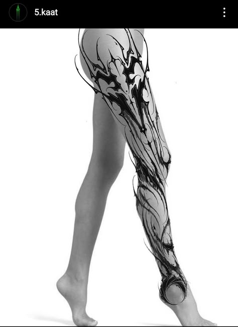 Anime Body Tattoo, Full Thigh Sleeve Tattoo Women, Leg Tattoos Goth, Abstract Leg Tattoos Women, Thigh Tattoos Grunge, Body Concept Tattoo, Body Suit Tattoo Woman, Cybersigilism Tattoo Women, Full Body Flower Tattoo