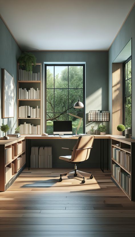 Find inspiration for your home office ideas to set up a new or reinvent an existing working space to boost your productivity and make remote work a treat. Office Asthetics Work, Cozy Modern Office, Ergonomic Home Office Ideas, Small Office Design Interior Workspace Inspiration, Office Asthetics, Work Aesthetic Office, Small Home Office For Two, Budget Home Office, Functional Office Space