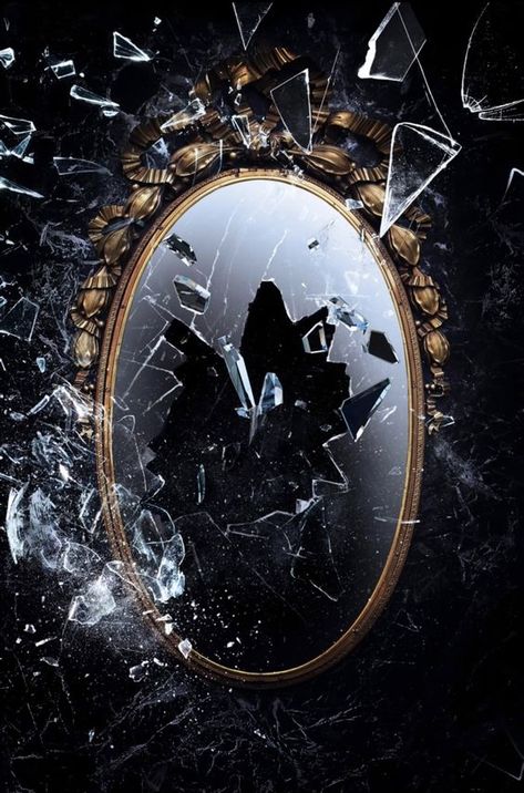 Mirror Realm Aesthetic, Shattered Mirror Aesthetic, How To Draw A Mirror, Cracked Mirror Aesthetic, Fear Of Mirrors, Wall Mirror Decor Ideas, Doomed Romance, Fantasy Mirror, Mirror Decoration Ideas