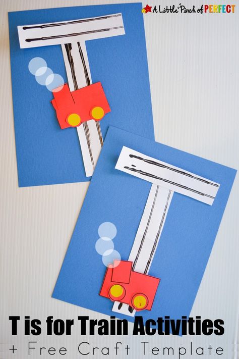 Letter of the Week A-Z Series: T is for Train Activities for Kids - Train Crafts Preschool, Train Activities For Kids, T Is For Train, Letter T Crafts, Phonic Activities, Hands On Learning Activities, Letter T Activities, Joy School, Preschool Letter Crafts