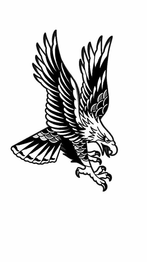 Eagle Old School Tattoo Design, Eagle Tattoo Old School Black, Traditional Tattoo Art Eagle, Traditional Eagle Tattoo Stencil, Eagle Flash Tattoo, Eagle Tattoo American Traditional, Old School Tattoo Designs Men, Traditional Black Tattoo Design, American Traditional Tattoo Design Black