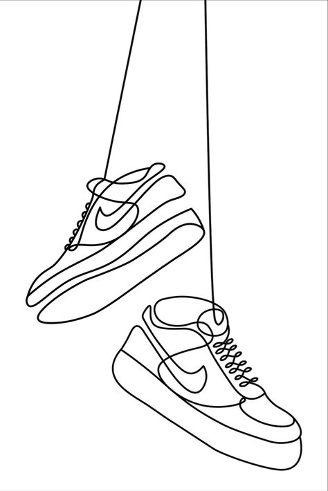 Design Shoes Drawing, Sneaker Drawing, Nike Drawing, Sneakers Drawing, Dibujo Simple, Minimalist Sneakers, Tattoo Design Book, Sneaker Art, Abstract Drawing