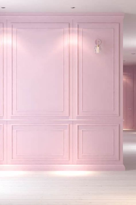 The right color combinations can bring out the best in light pink. We've compiled six excellent color options that go well with light pink, perfect for designing a space that's both modern and inviting. Pink White Interior, High Gloss Pink Walls, Pink Vanity Room Ideas, Pink Room With Accent Wall, Pastel Pink Paint Bedrooms, Light Pink Bedroom Walls Paint Colors Sherwin Williams, Pink Wall Design Ideas, Modern Pink Bedroom Ideas, Pink Color Drenched Room