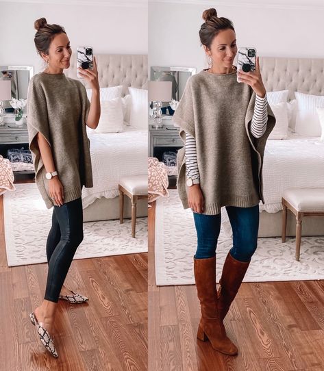 Poncho Outfit Winter, Poncho Outfit, Winter Teacher Outfits, Tunic Outfit, Teacher Outfits Fall, Womens Poncho, Target Clothes, Mode Casual, Poncho Style